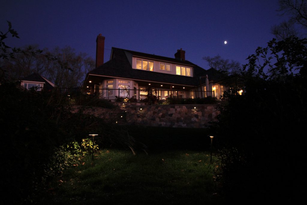 Jamestown Rhode Island waterfront home Griff Electric led lighting exterior lights